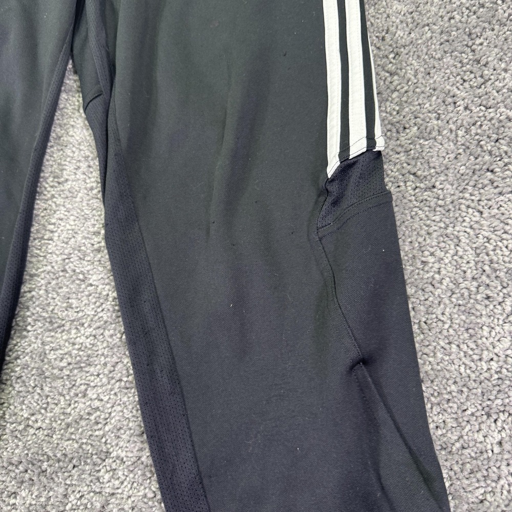 Adidas Track Pants Mens Medium Black Knit Elastic Waist Zip Hem 3 Stripe Logo - Picture 8 of 15